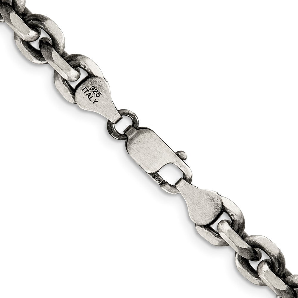 High-Quality Antiqued Sterling Silver 7.0mm Open Link Chain - Stylish Value!