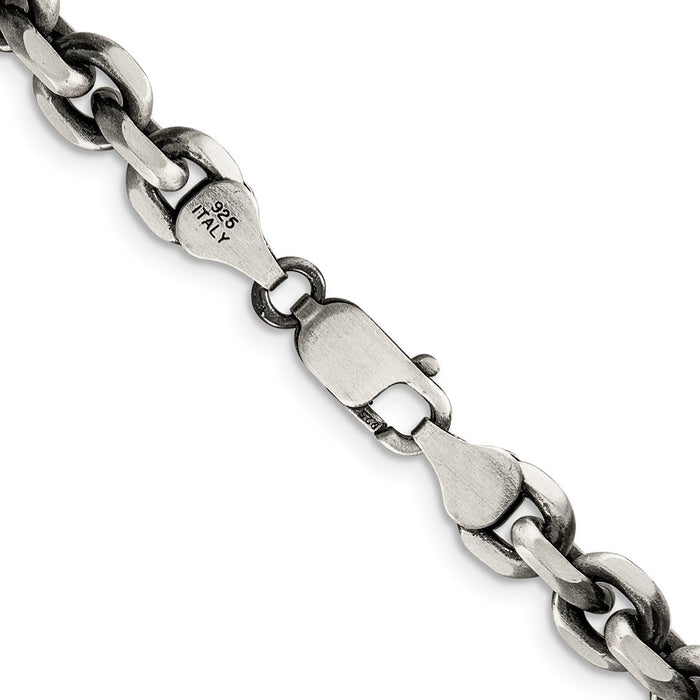 High-Quality Antiqued Sterling Silver 7.0mm Open Link Chain - Stylish Value!-3