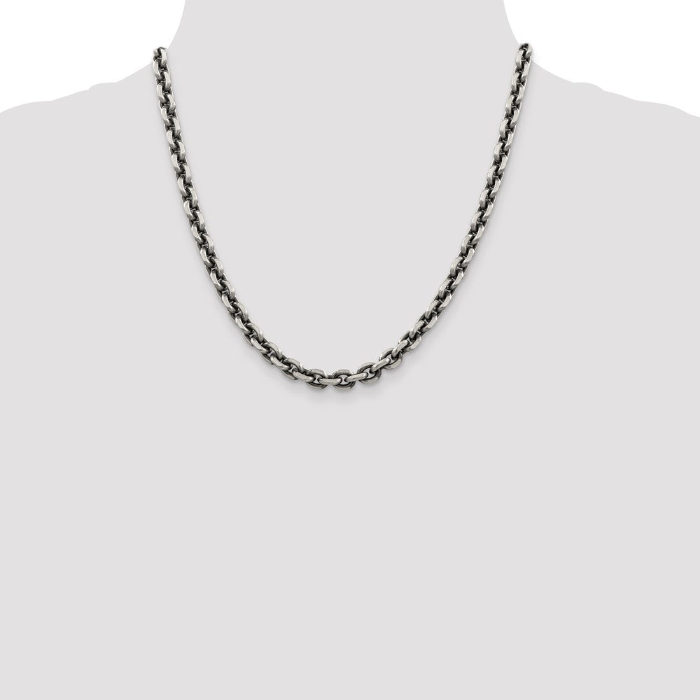 High-Quality Antiqued Sterling Silver 7.0mm Open Link Chain - Stylish Value!