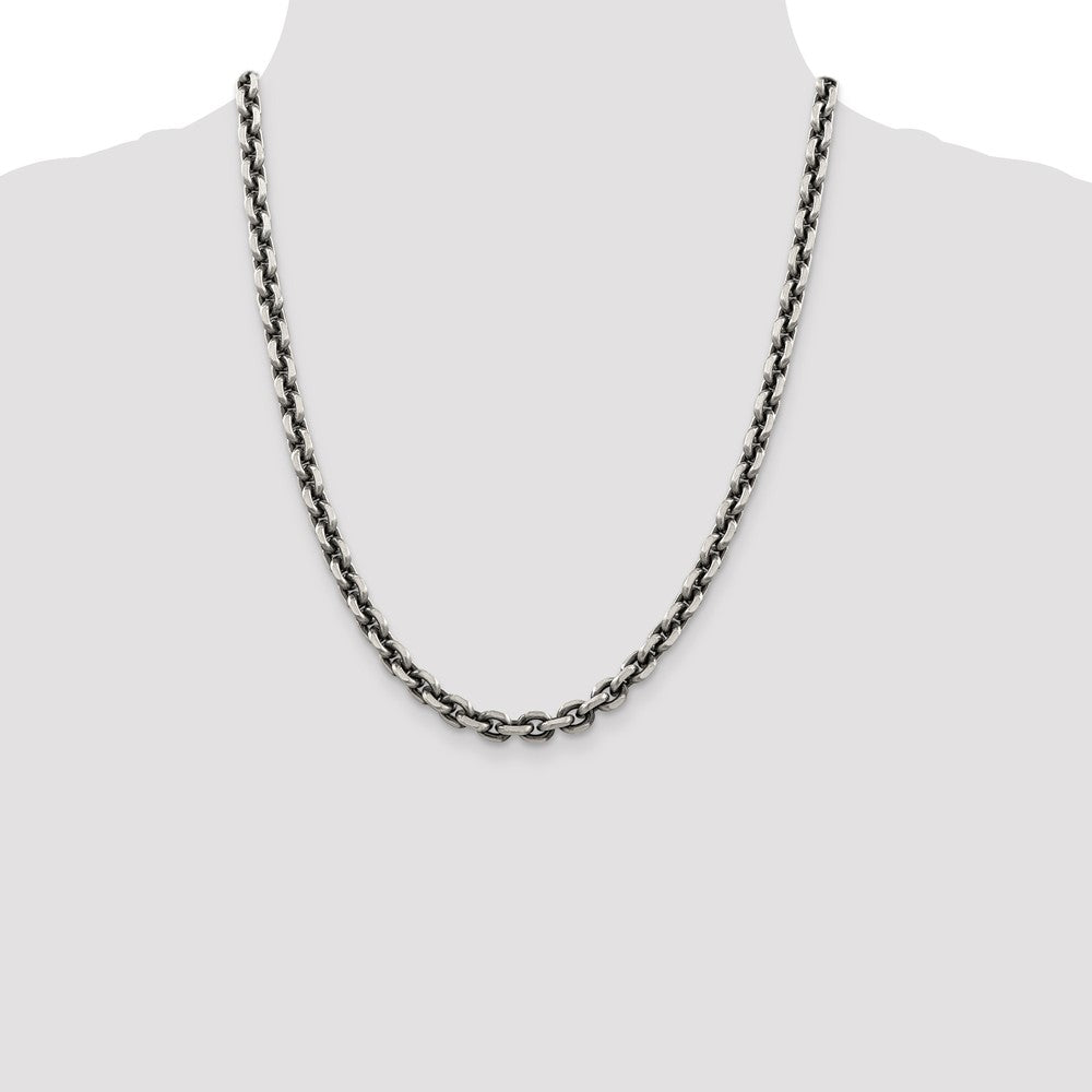 Buy Stylish Antiqued Sterling Silver 7.0mm Chain - Luxury Open Link Design