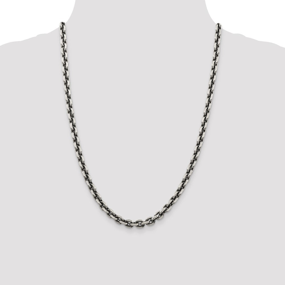 High-Quality Antiqued Sterling Silver 7.0mm Open Link Chain - Stylish Value!
