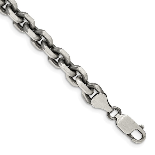 Buy Exclusive 7.0mm Antiqued Sterling Silver Elongated Open Link Chain