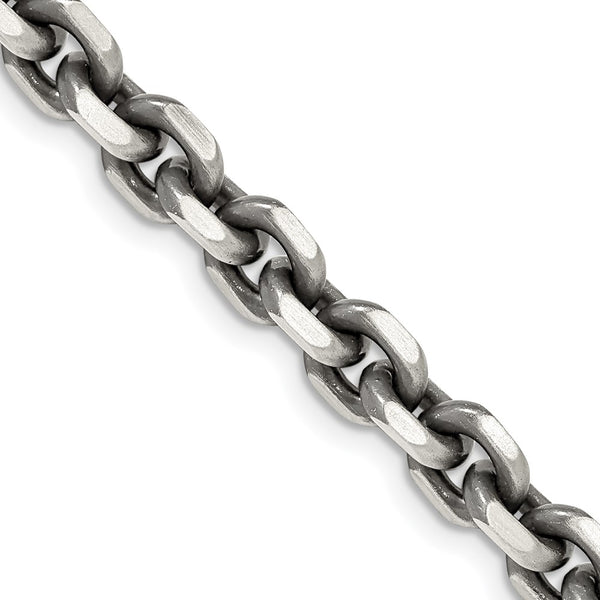 Antiqued Sterling Silver 7.0mm Chain - Open Link