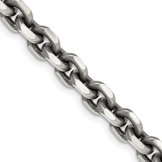High-Quality Antiqued Sterling Silver 7.0mm Open Link Chain - Stylish Value!