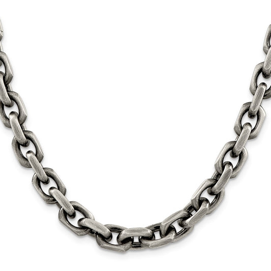 Buy Stylish 8.6mm Antiqued Sterling Silver Elongated Open Link Chain