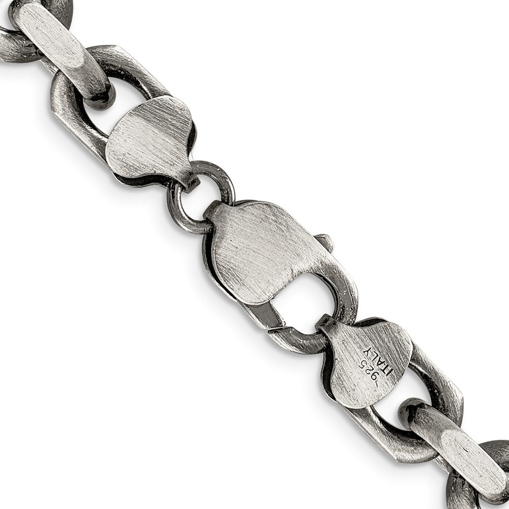 High-quality Antiqued Sterling Silver 8.6mm Elongated Open Link Chain - Stylish Design