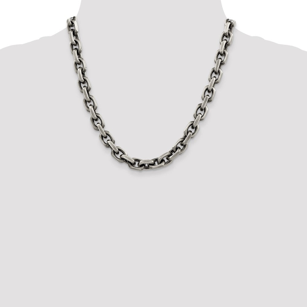 Buy Stylish 8.6mm Antiqued Sterling Silver Elongated Open Link Chain