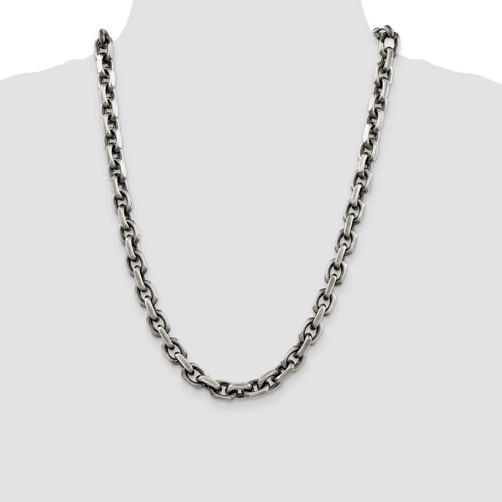 Buy Stylish Antiqued Sterling Silver 8.6mm Elongated Open Link Chain