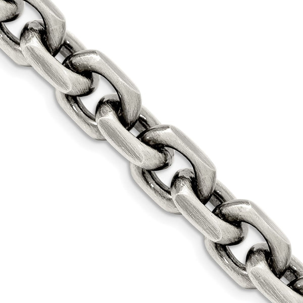 8.6mm Antiqued Sterling Silver Elongated Open Link Chain