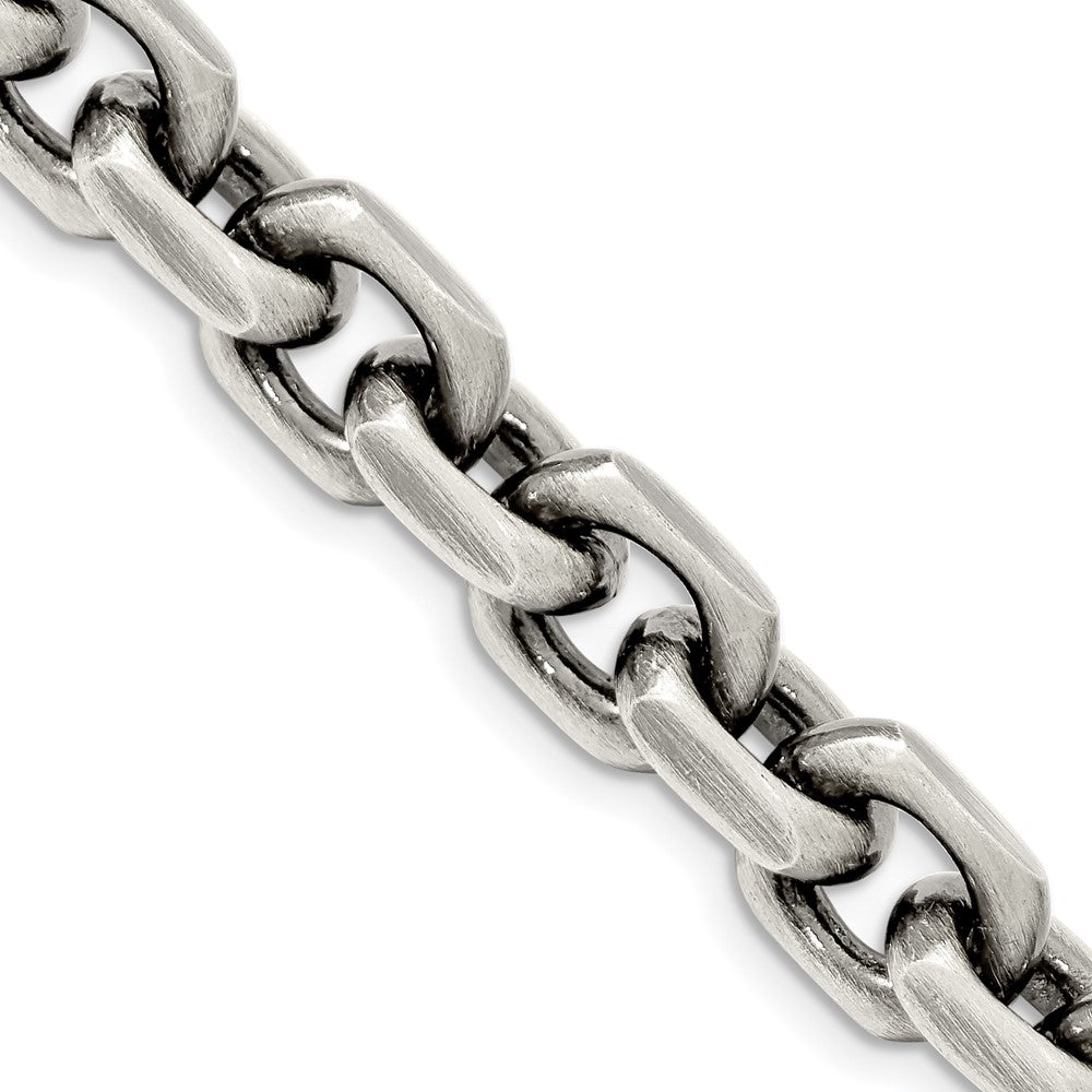 High-quality Antiqued Sterling Silver 8.6mm Elongated Open Link Chain - Stylish Design