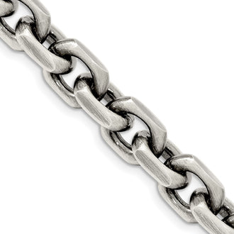High-quality Antiqued Sterling Silver 8.6mm Elongated Open Link Chain - Stylish Design
