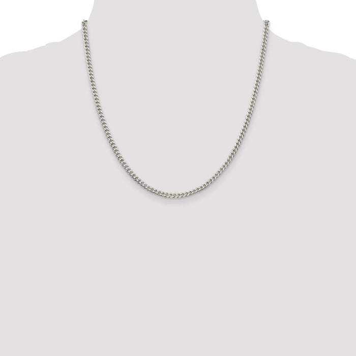 High-Quality Polished Sterling Silver Curb Chain 3.15mm - Stylish Value!-4