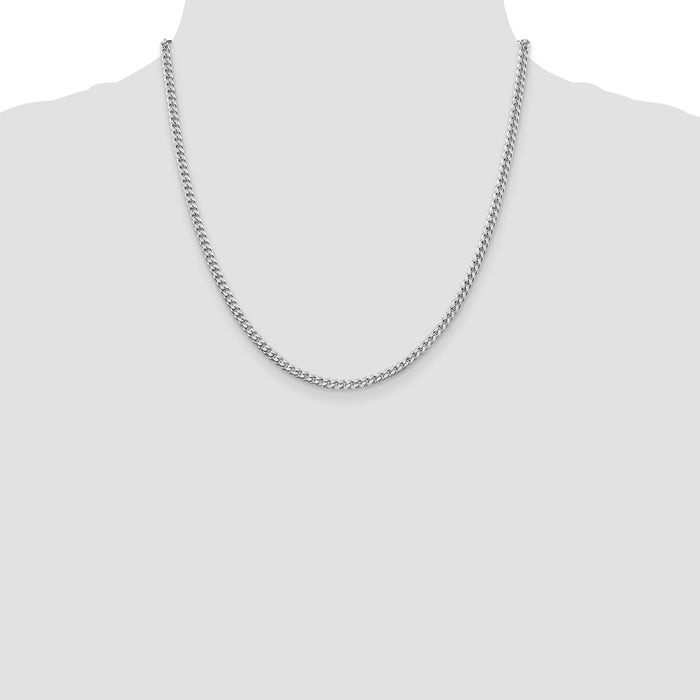 Exclusive 3.15mm Rhodium-Plated Sterling Silver Curb Chain - Stylish Value!-4