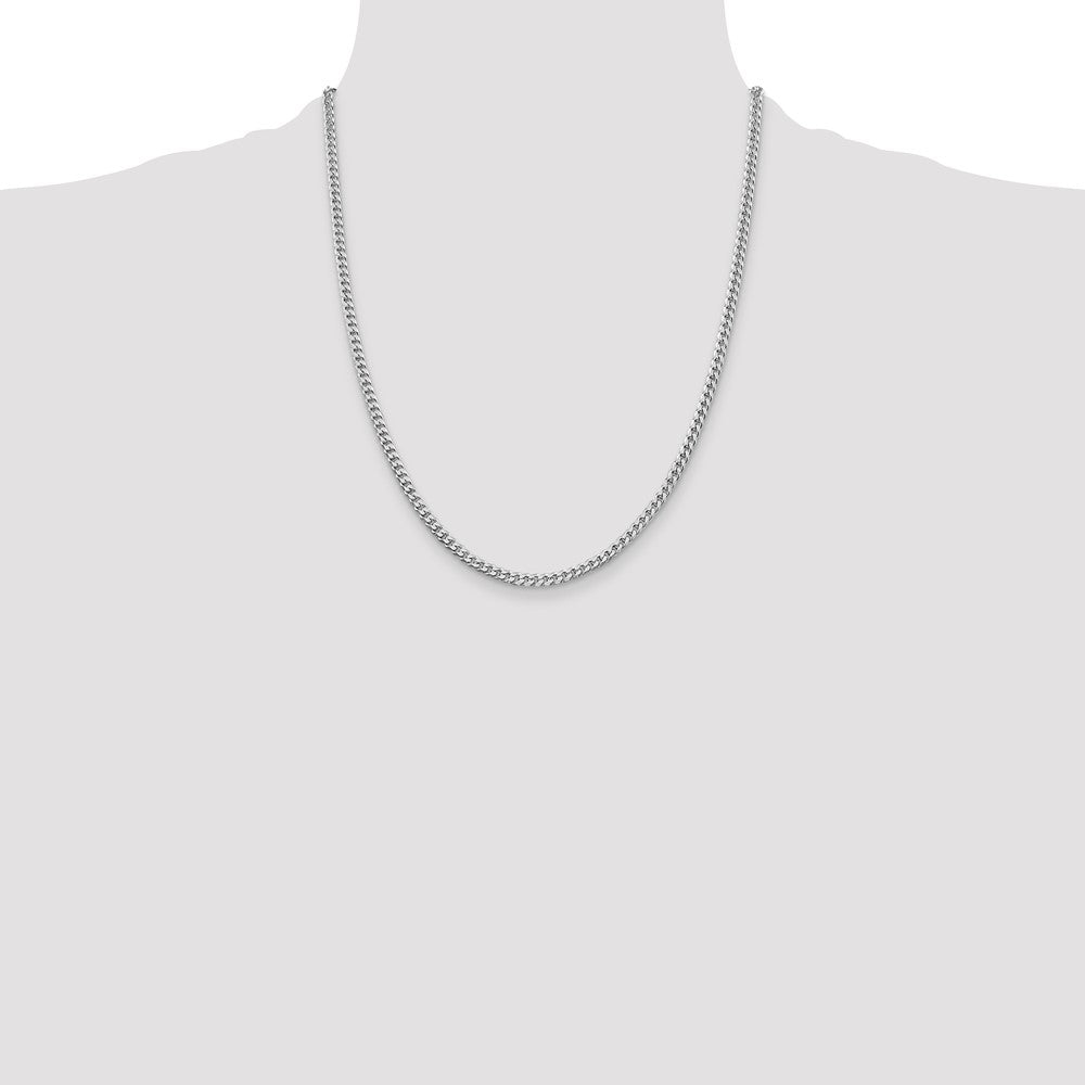 Buy Stylish 3.15mm Curb Chain in Rhodium-Plated Sterling Silver - Luxury Value!