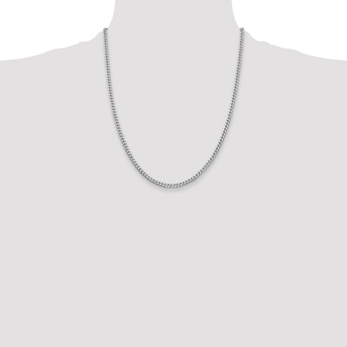 Buy Stylish 3.15mm Curb Chain in Rhodium-Plated Sterling Silver - Luxury Value!-4