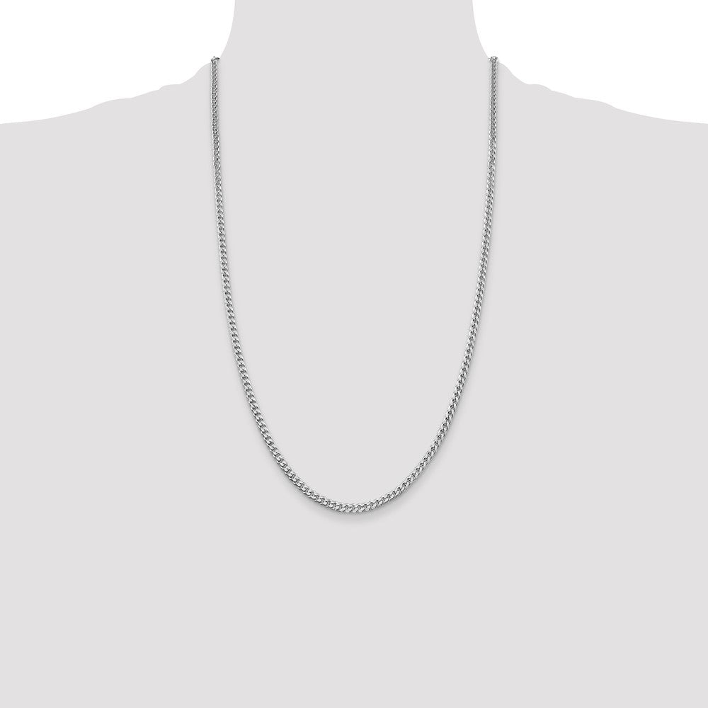 Buy Stylish 3.15mm Polished Curb Chain in Rhodium-Plated Sterling Silver