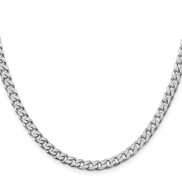 5mm Polished Curb Chain in Rhodium-Plated Sterling Silver - Style GR1-1032247