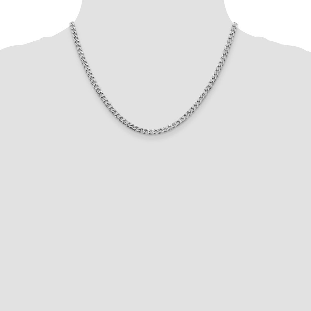 High-Quality 3.5mm Curb Chain in Rhodium-Plated Sterling Silver - Stylish Value!