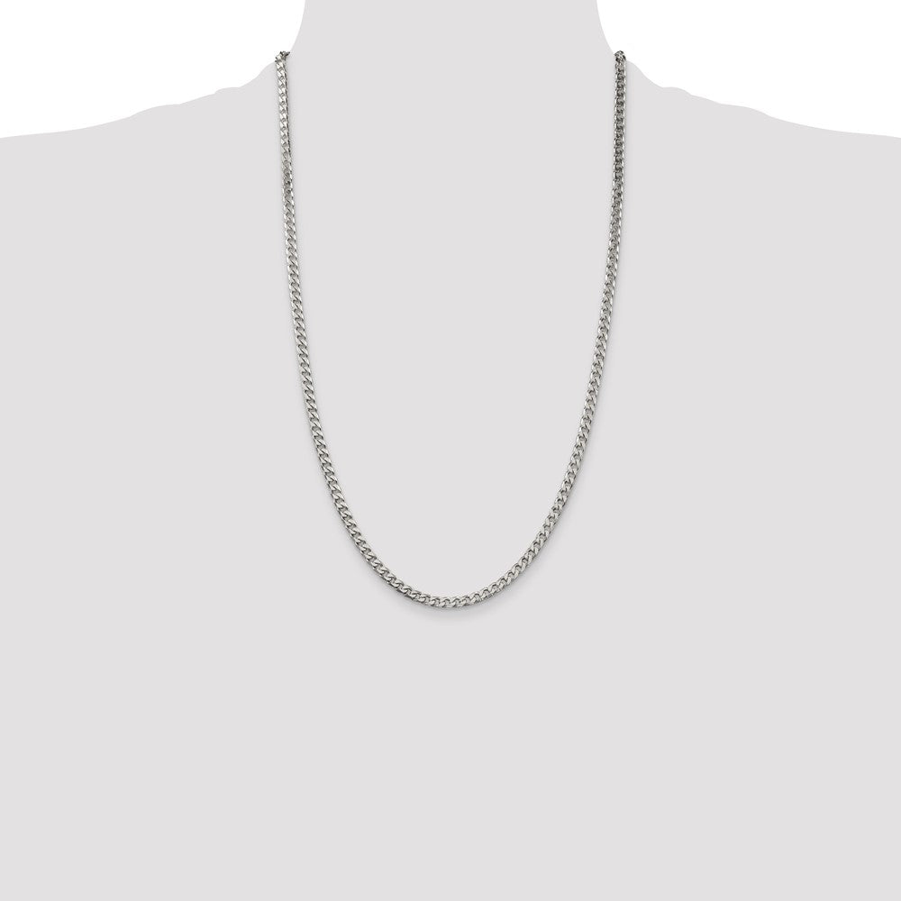High-Quality 3.5mm Curb Chain in Rhodium-Plated Sterling Silver - Stylish Value
