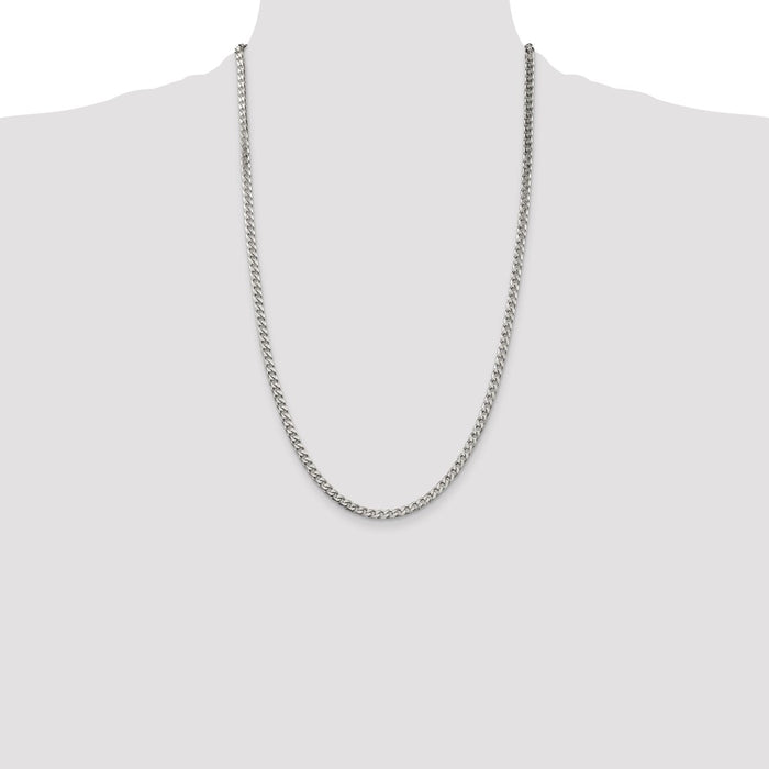 High-Quality 3.5mm Curb Chain in Rhodium-Plated Sterling Silver - Stylish Value-4