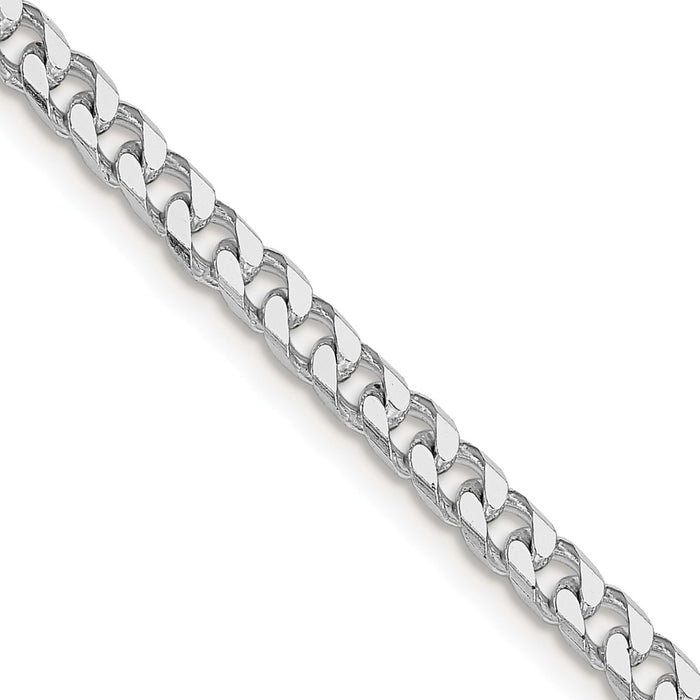 High-Quality 3.5mm Curb Chain in Rhodium-Plated Sterling Silver - Stylish Value-1