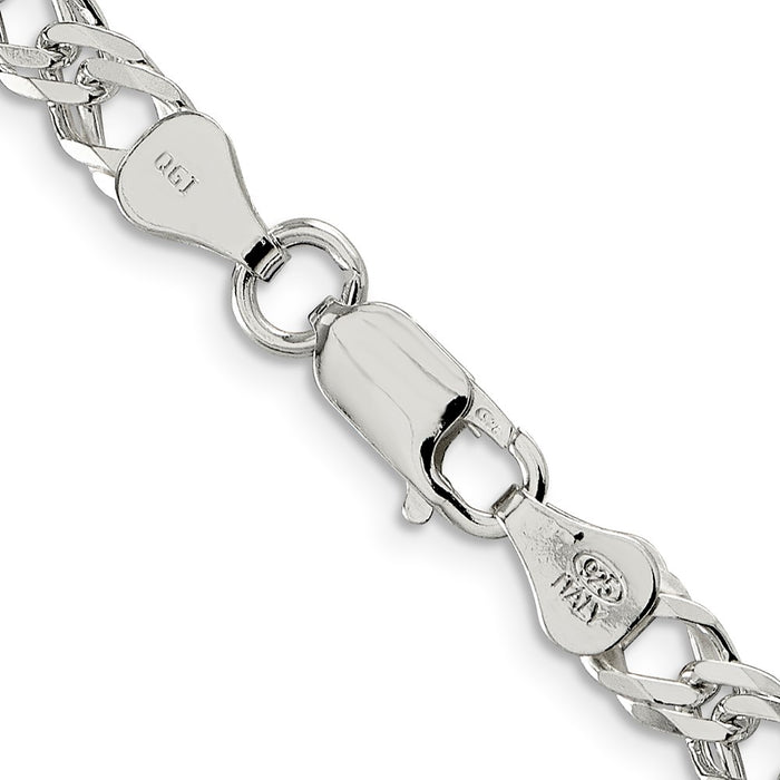 Exclusive 5.65mm Sterling Silver Double Curb Chain - Stylish 6-Sided Design-3