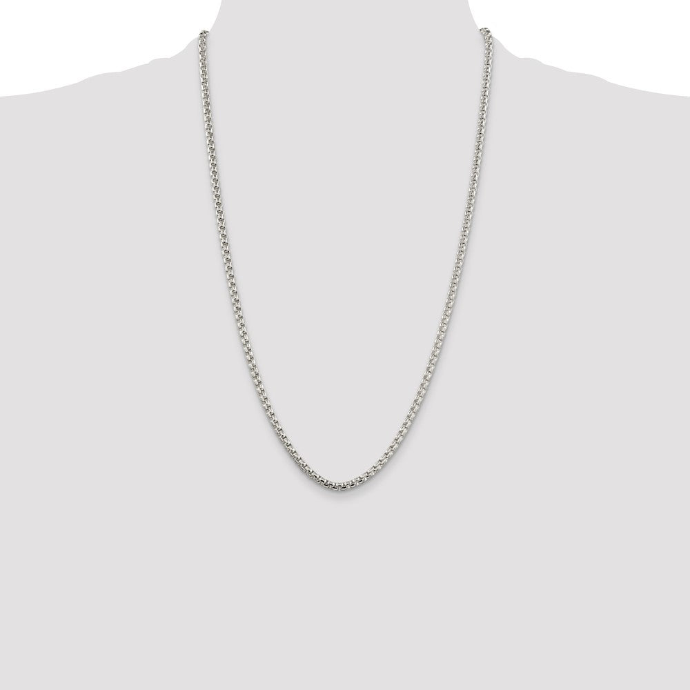 High-Quality 3.6mm Round Box Chain in Sterling Silver - Stylish & Affordable!