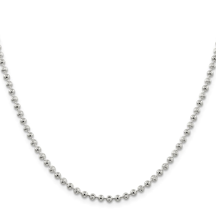 High-Quality 3mm Sterling Silver Beaded Chain - Stylish & Affordable Jewelry-2