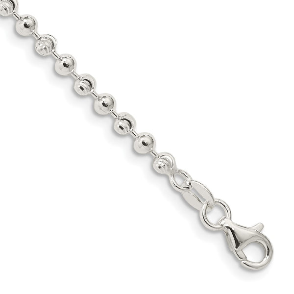 3mm Elegant Beaded Sterling Silver Anklet - Chain