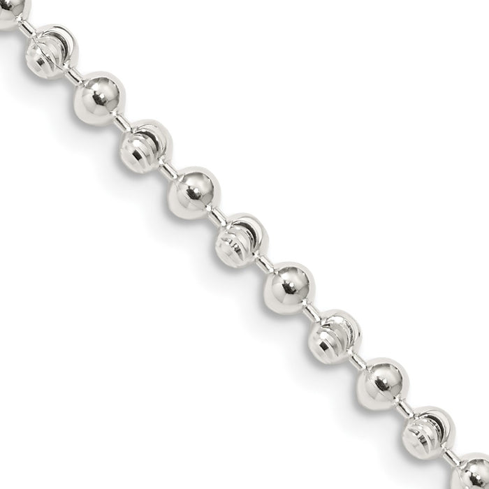 High-Quality 3mm Sterling Silver Beaded Chain - Stylish & Affordable Jewelry-1