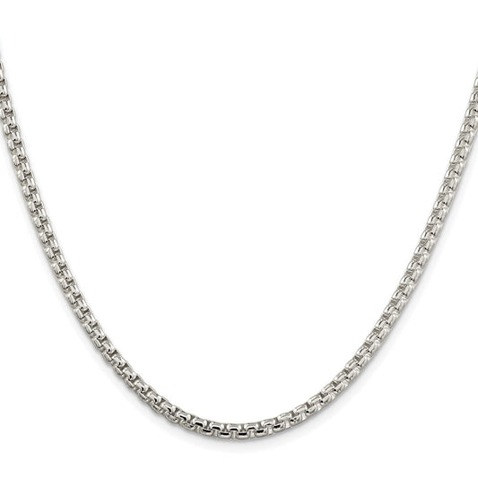 High-Quality Rhodium-Plated Sterling Silver 3.6mm Box Chain - Stylish Value!