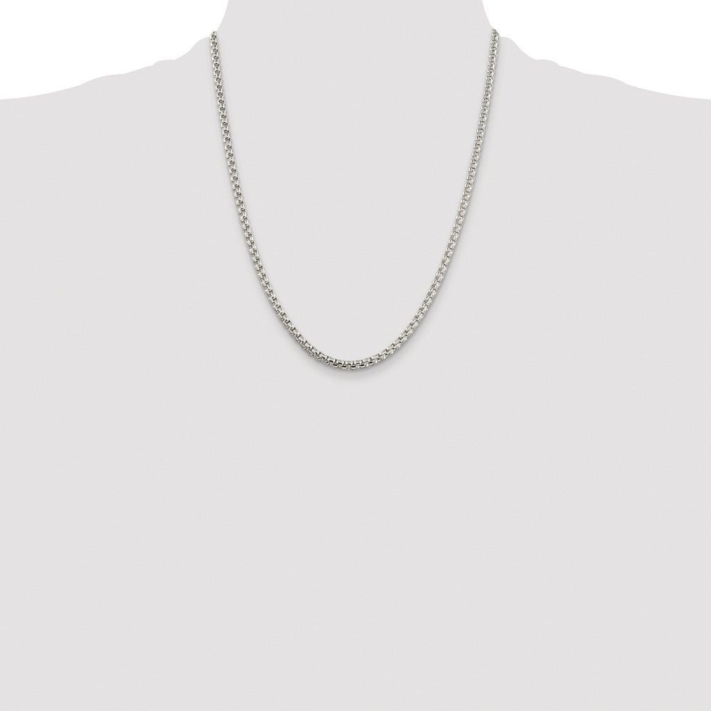 High-Quality Rhodium-Plated Sterling Silver 3.6mm Box Chain - Stylish Value