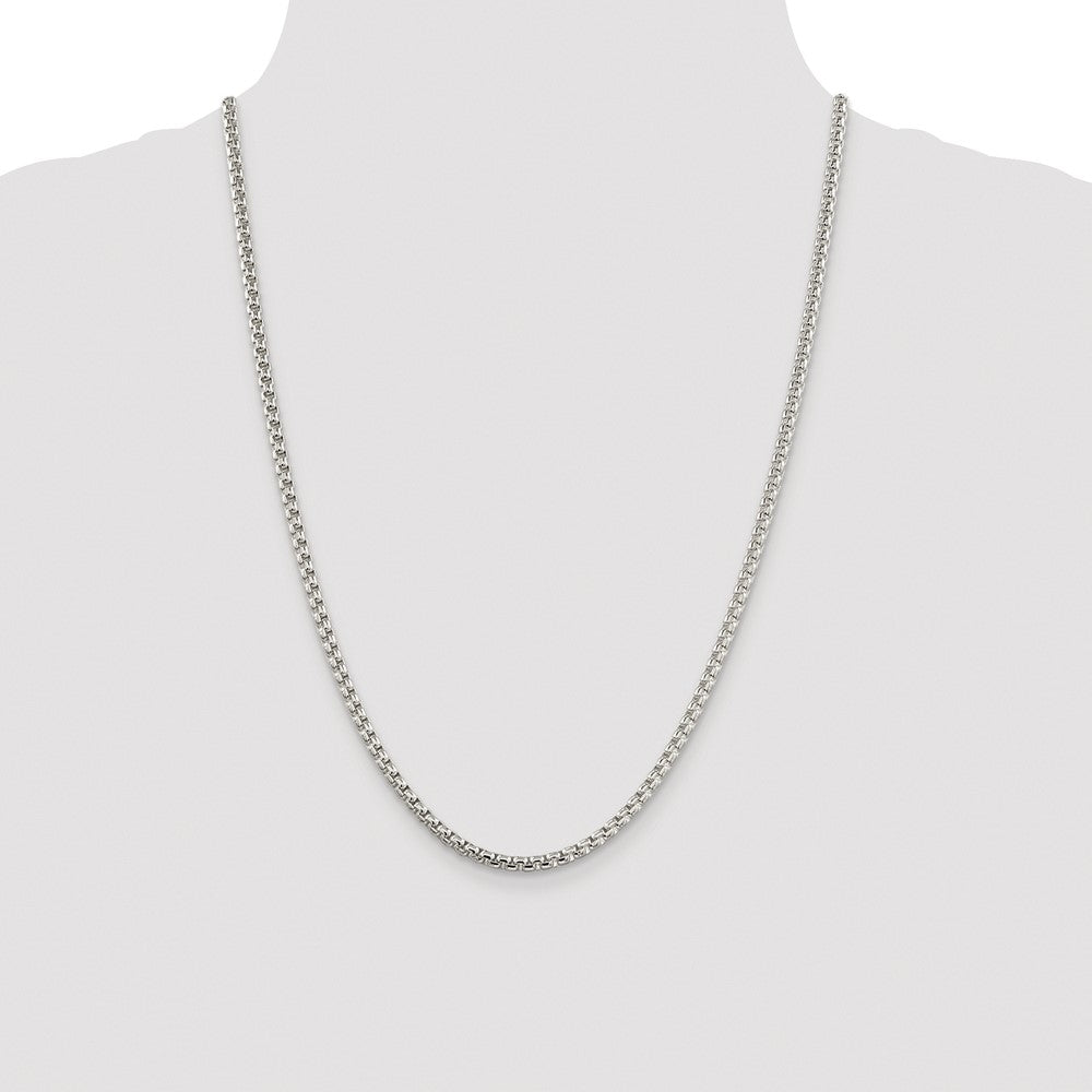 High-Quality Rhodium-Plated Sterling Silver 3.6mm Box Chain - Stylish Value!