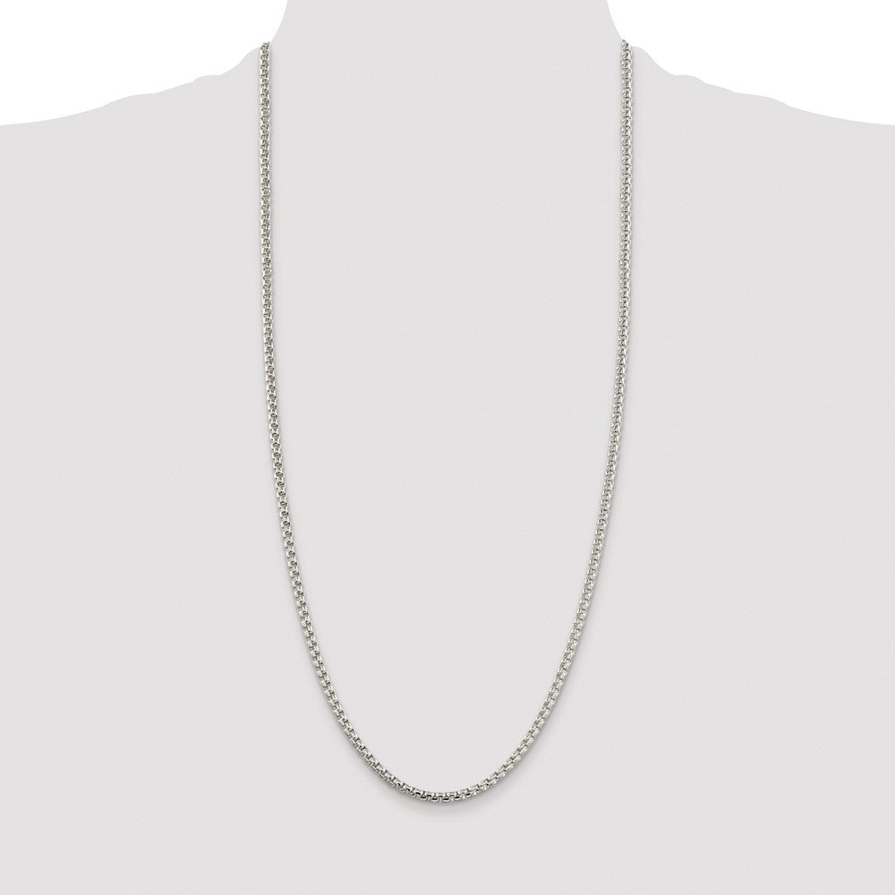 Buy Stylish Rhodium-Plated Sterling Silver 3.6mm Box Chain - Affordable Luxury