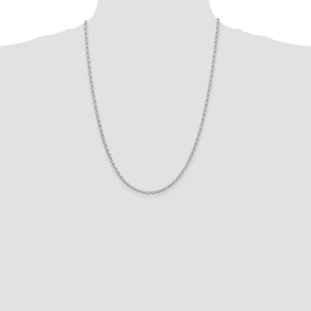 Order Stylish 2.75mm Oval Fancy Rolo Link Chain in Sterling Silver - Affordable Price