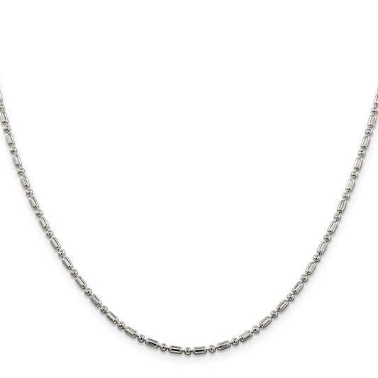 Buy Stylish 2mm Sterling Silver Decorative Beaded Chain - Affordable Luxury!