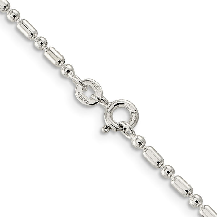 High-Quality 2mm Sterling Silver Decorative Beaded Chain - Stylish Value!-3
