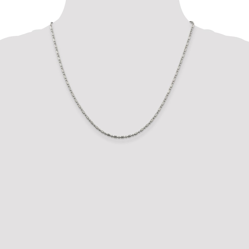 Buy Stylish 2mm Sterling Silver Decorative Beaded Chain - Affordable Luxury!