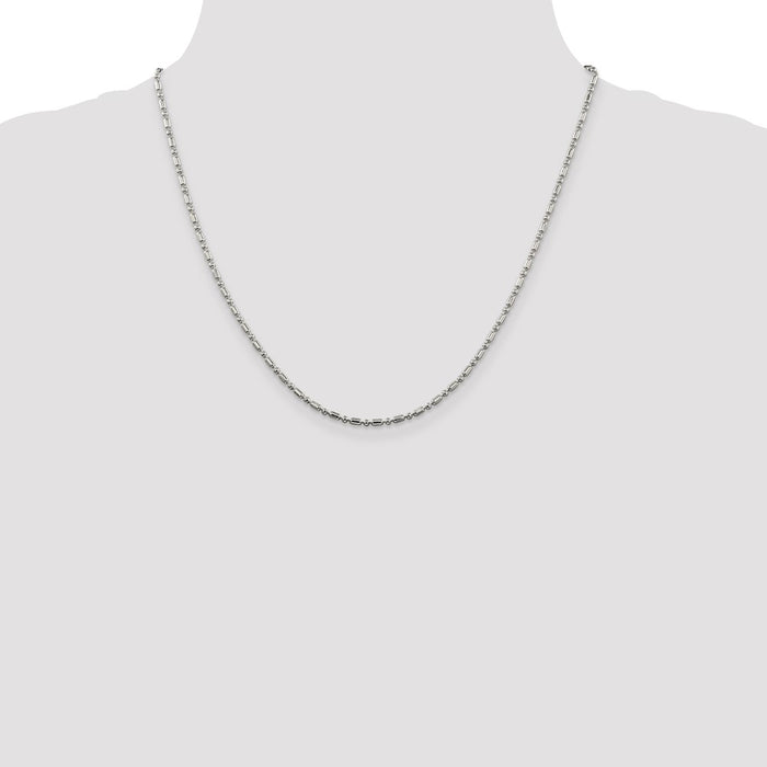 Buy Stylish 2mm Sterling Silver Decorative Beaded Chain - Affordable Luxury!-4