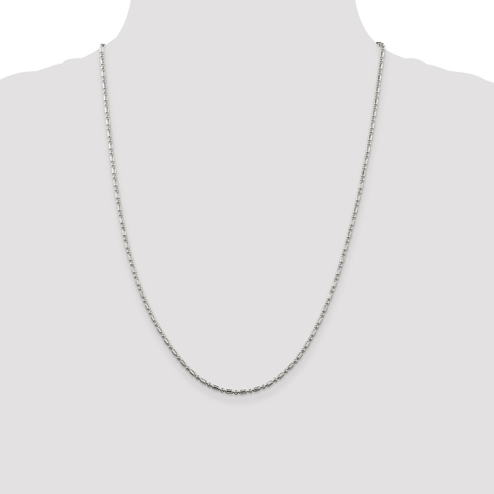 High-Quality 2mm Sterling Silver Decorative Beaded Chain - Stylish Value!