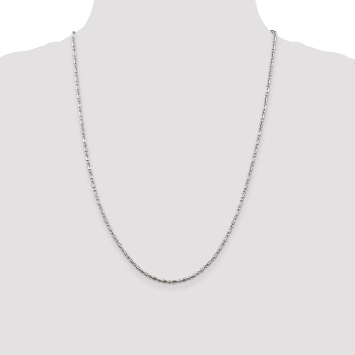 High-Quality 2mm Sterling Silver Decorative Beaded Chain - Stylish Value!-4