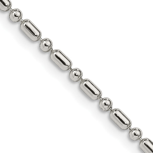 2mm Sterling Silver Decorative Beaded Chain