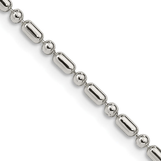 Buy Stylish 2mm Sterling Silver Decorative Beaded Chain - Affordable Luxury!