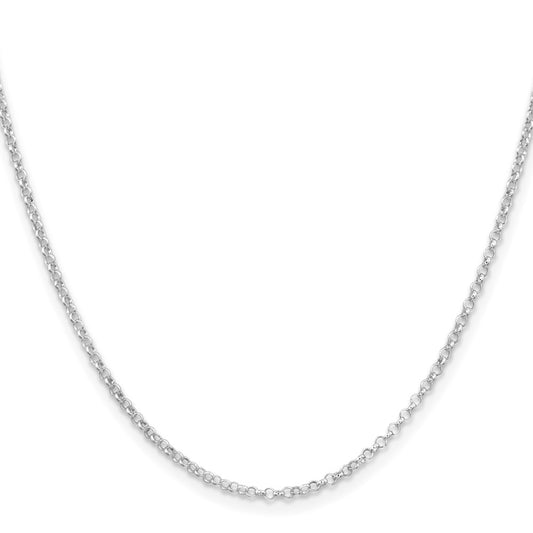 Buy Stylish 2mm Rhodium-Plated Sterling Silver Rolo Chain - Affordable Luxury
