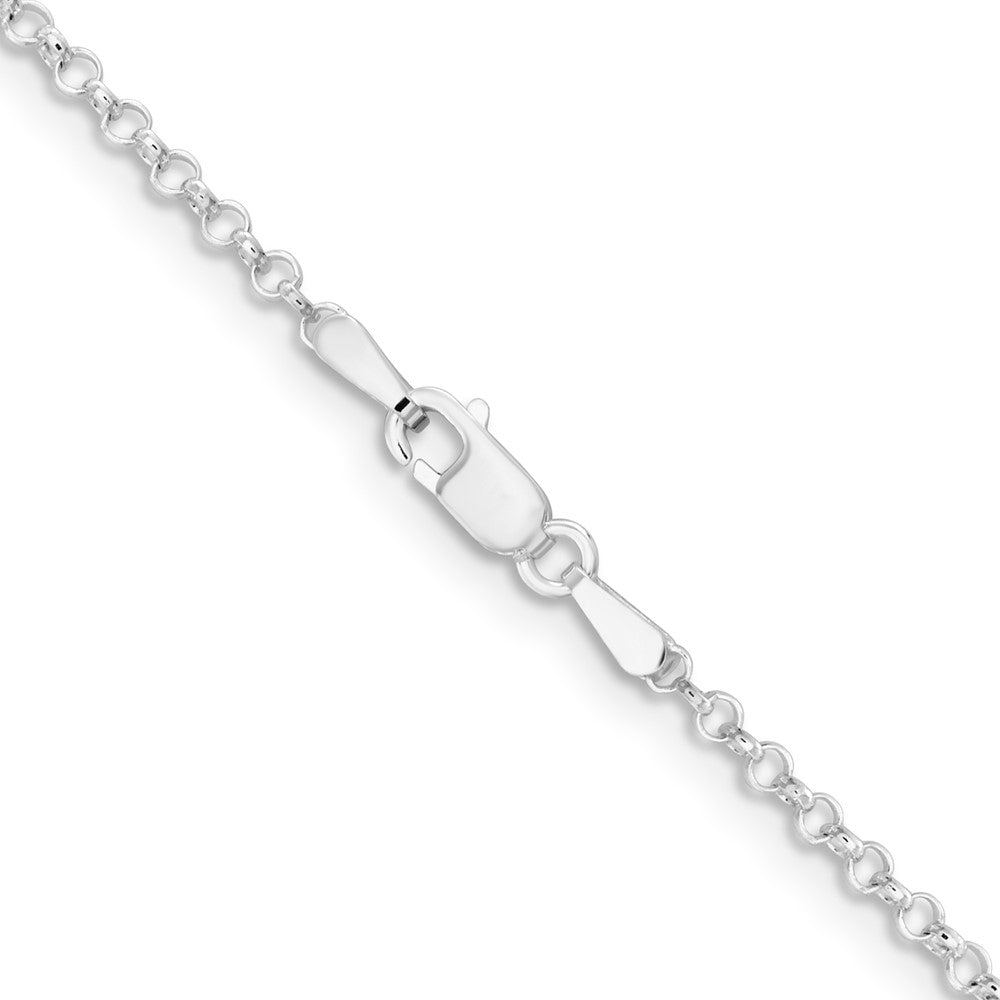 Buy Stylish 2mm Rhodium-Plated Sterling Silver Rolo Chain - Affordable Luxury