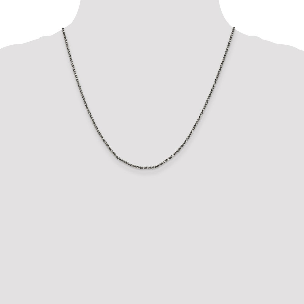 Buy Stylish 1.7mm Ruthenium-Plated Twisted Wheat Chain in Sterling Silver