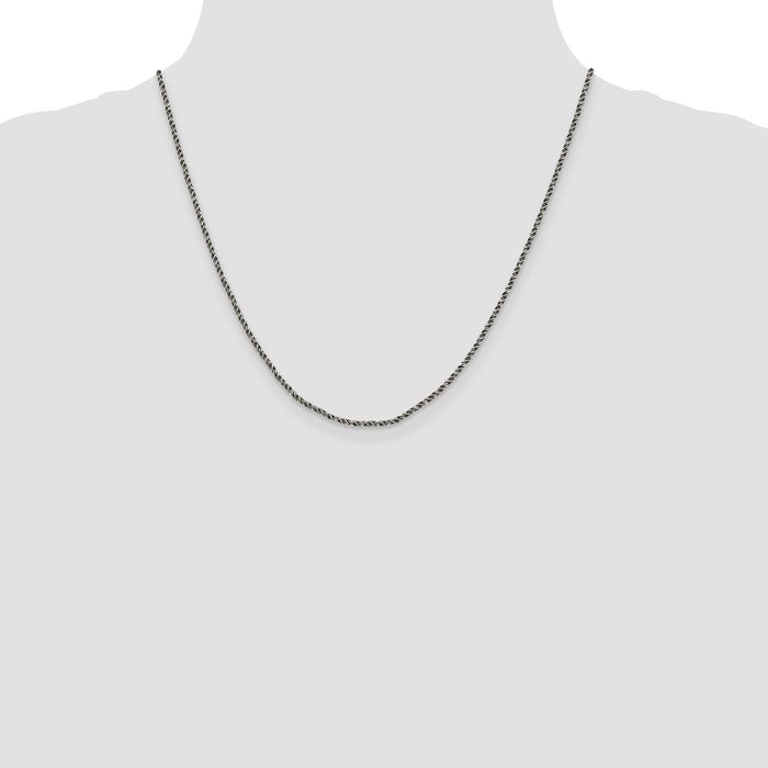 Buy Stylish 1.7mm Ruthenium-Plated Twisted Wheat Chain in Sterling Silver-4
