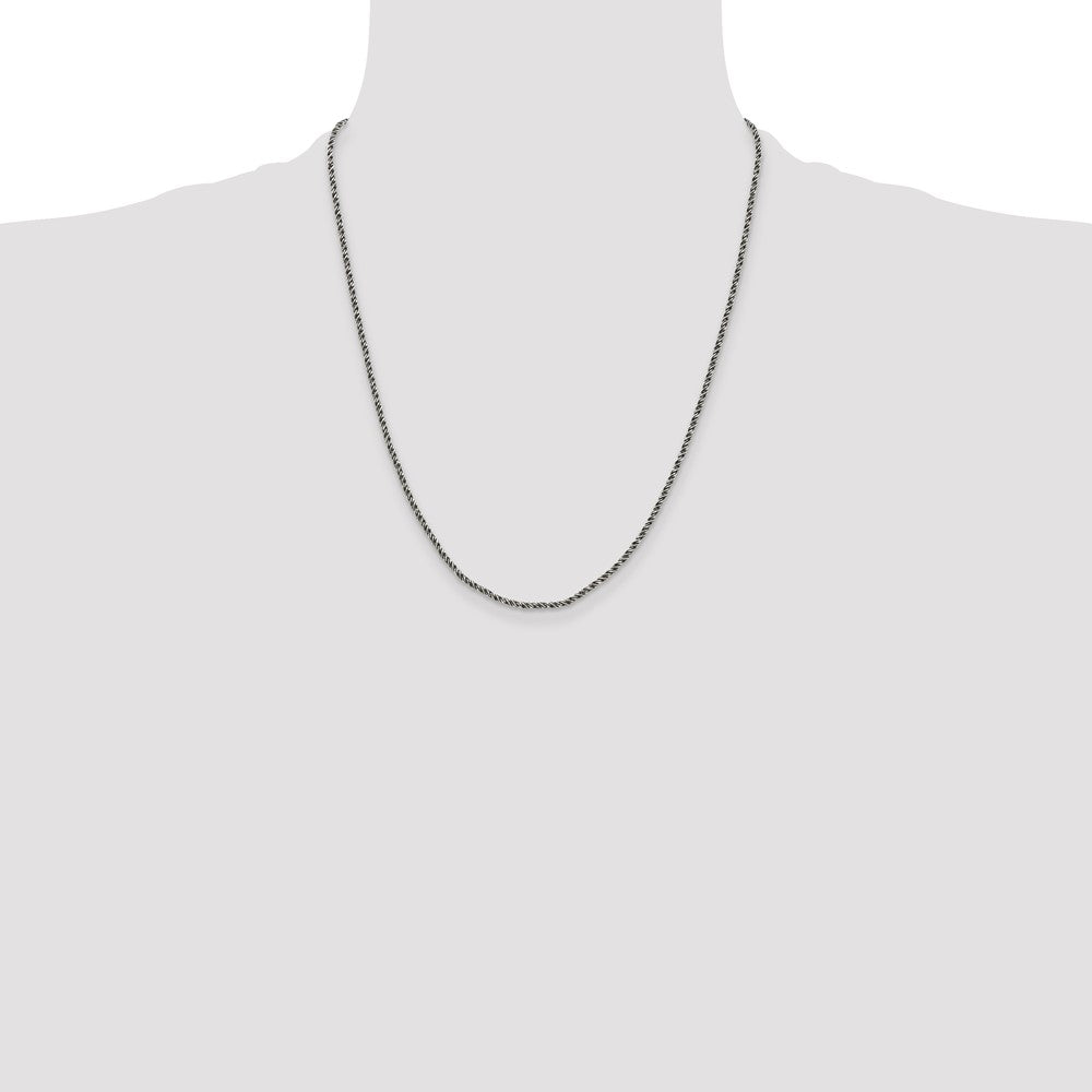 Buy Stylish Ruthenium-Plated 1.7mm Sterling Silver Wheat Chain - Luxury Value