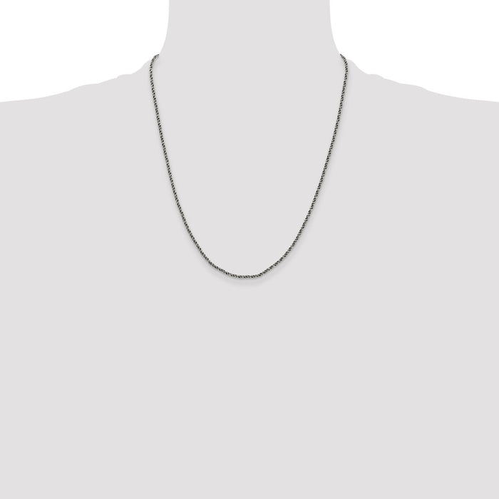 Buy Stylish Ruthenium-Plated 1.7mm Sterling Silver Wheat Chain - Luxury Value-4