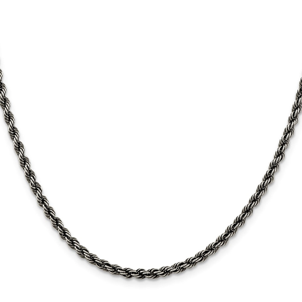 Buy Stylish 3.4mm Ruthenium-Plated Sterling Silver Rope Chain at Affordable Price